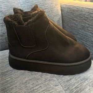 Black Fur-Lined Ankle Boots